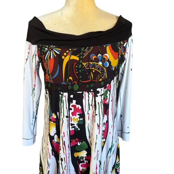 Eva Varro Scoop Neck Off Shoulder Artsy Tunic Top Blouse Size XL - Picture 2 of 10
